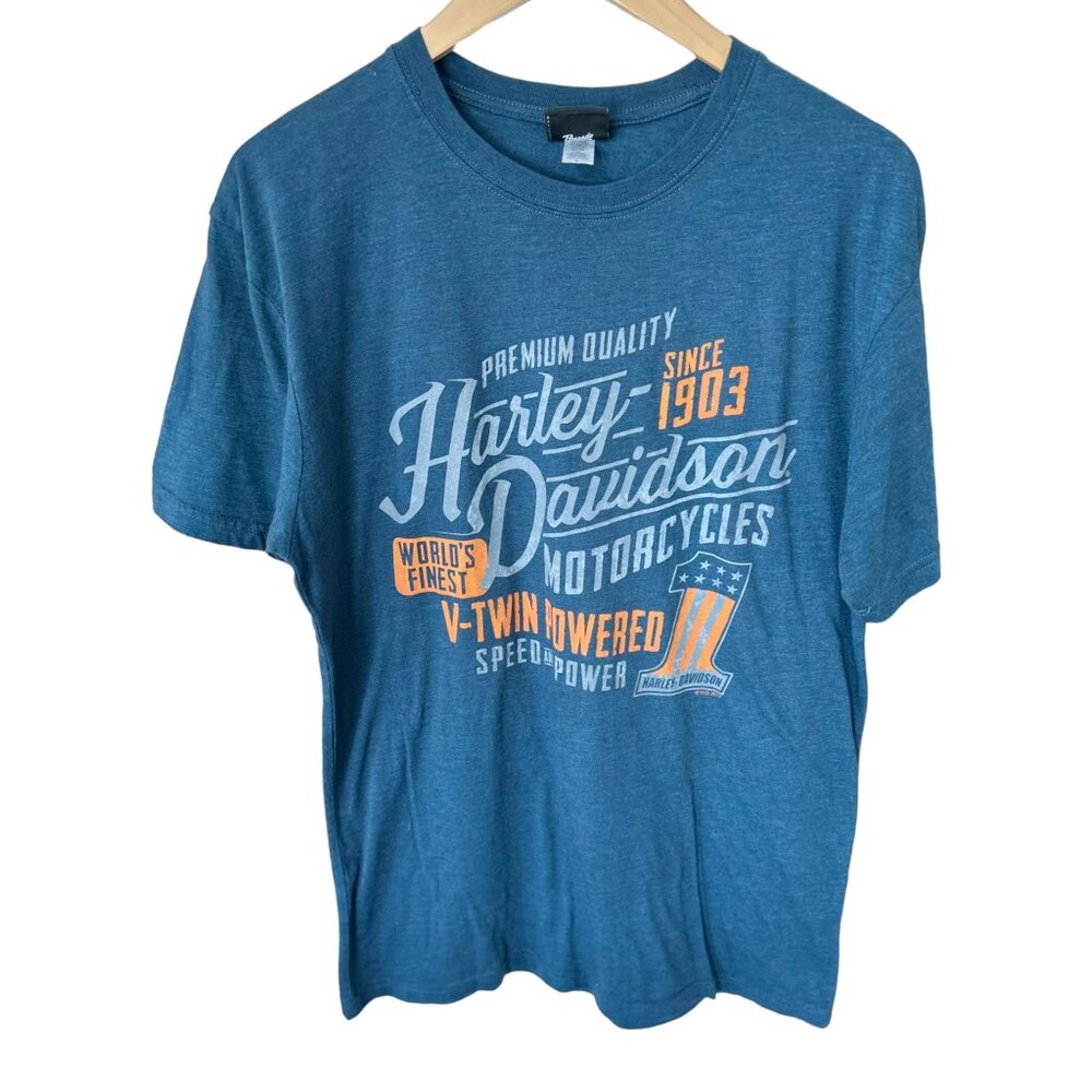 Harley Davidson Blue Retro Style Design Shirt